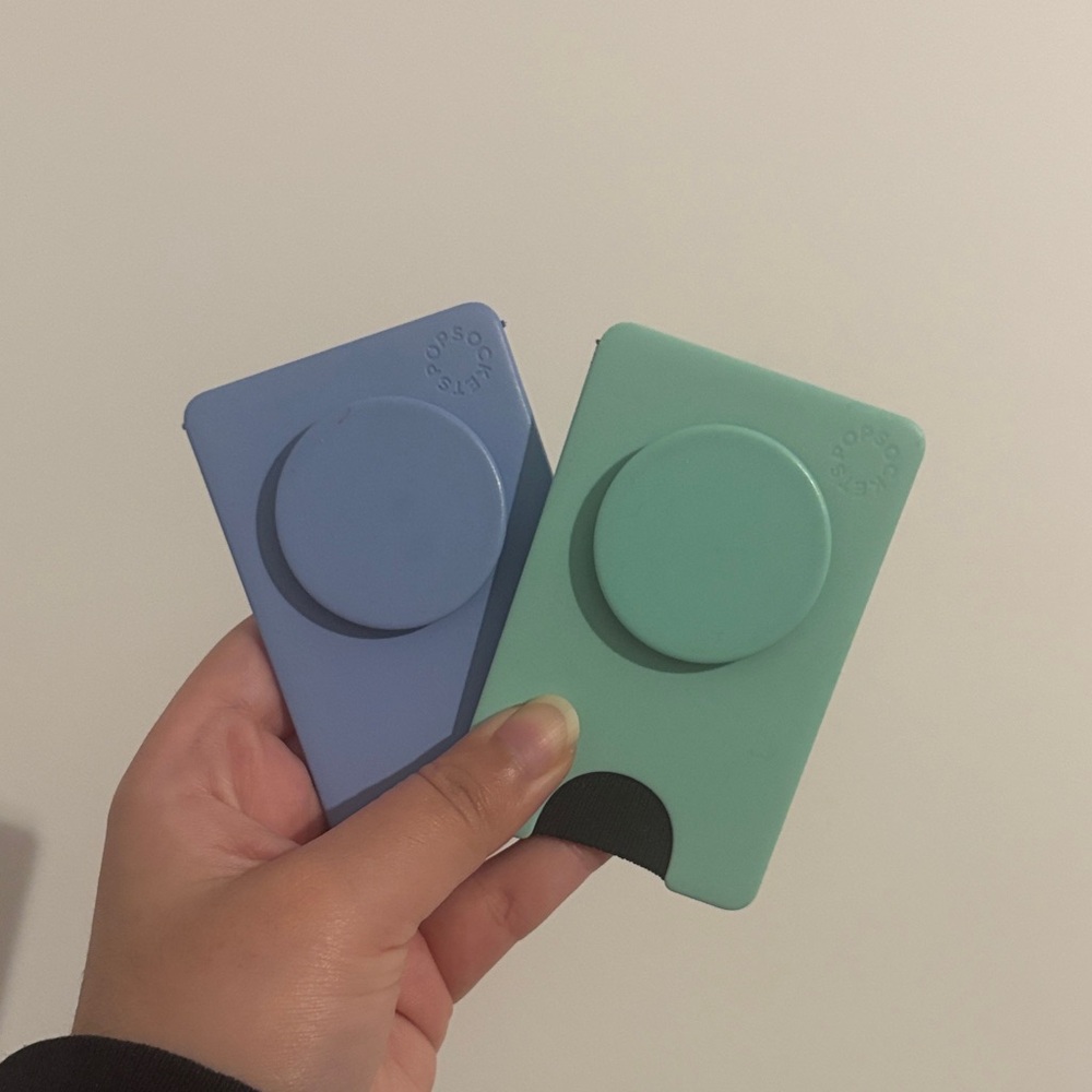 3/$30 Blue and teal Phone Wallets with PopSockets